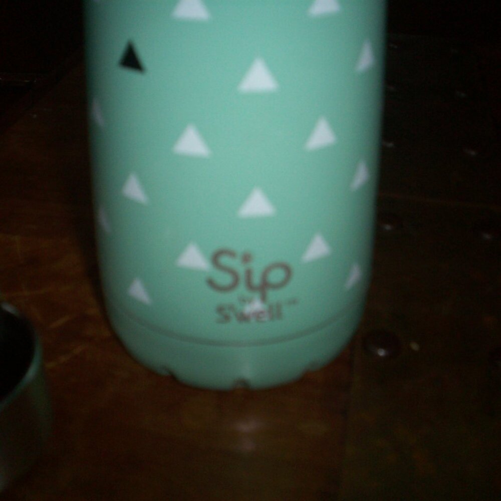 Sip by Swell Mint Green with White & Black Triangle Water Hydration Bottle, used